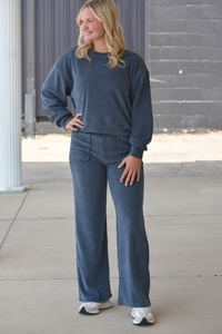 Soft corduroy women’s lounge set (denim color) 