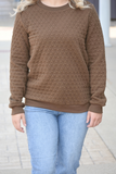 Brown quilted pullover top