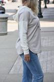 Beige & pink French terry hooded sweatshirt 