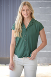 Button down green satin top