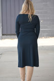 Navy A-line midi dress 