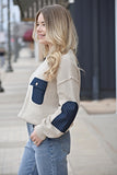 Inez Striped Denim Patch Sweater