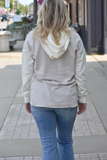 Beige & pink French terry hooded sweatshirt 