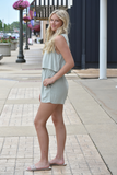 Sage tank romper with open back