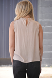 Beige ruffle Swiss dot tank