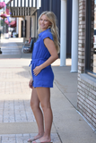 Blue button up gauze romper