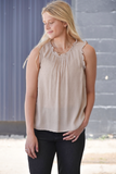 Beige ruffle Swiss dot tank