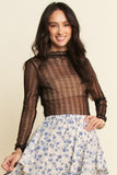 Black turtle neck sheer lace top