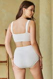 White 2-piece crinkle skirt swimsuit set