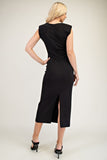 Women’s black midi dress with slit skirt