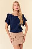 Macie Ruffle Linen Top