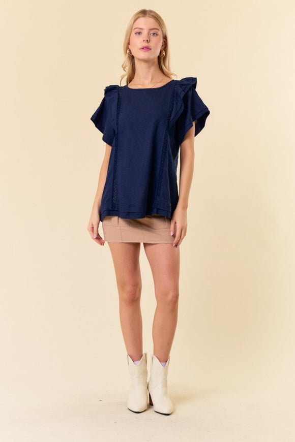 Macie Ruffle Linen Top