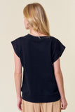 Black French terry muscle sweatshirt short-sleeve