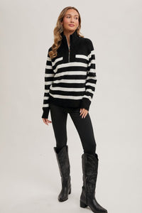 Ravenna Striped Half Zip Sweater