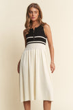 Black and cream zip up sleeveless dress