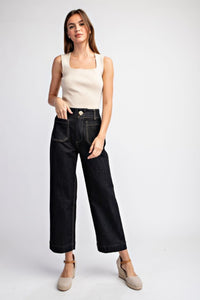 Black cropped straight leg jeans 