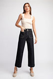 Black cropped straight leg jeans 