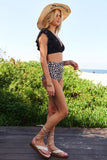 Black leopard print high-waist women’s swimsuit set